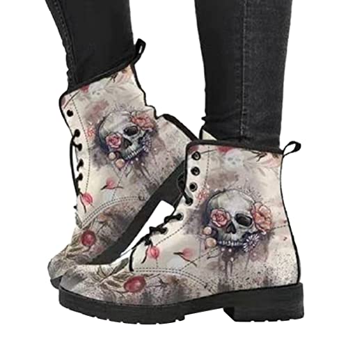 ticticlily Damen Stiefeletten Flache Stiefel Frauen Runder Zehe Schuhe Schnürstiefel Winterstiefel Retro Chelsea Stiefel A8 39 EU von ticticlily