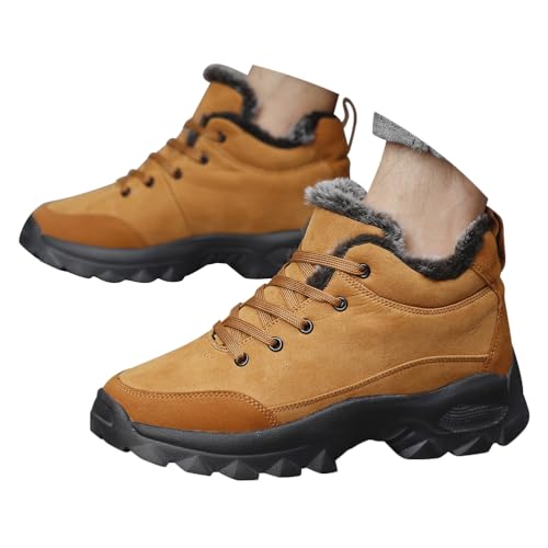 ticticlily Herren Schneestiefel Warm Gefütterte Winterstiefel Wasserdicht Wanderschuhe Outdoor rutschfest Winterschuhe Trekking Stiefelette Stiefel Freizeitschuhe Winter Boots H Gelb 41 EU von ticticlily