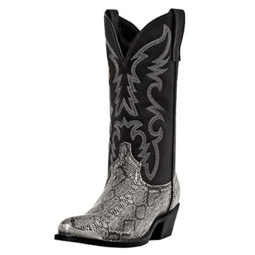 ticticlily Herren Western Cowboystiefel Vintage Motorradstiefel Winter Männer Leder Kurzschaft Stiefel Unisex Erwachsene Reiterstiefel Arbeitsstiefel A Silber 44 EU ticticlily Herren Western Cowboystiefel Vintage Motorradstiefel Winter Männer Leder Kurzschaft Stiefel Unisex Erwachsene Reiterstiefel Arbeitsstiefel A Silber 44 EU von ticticlily