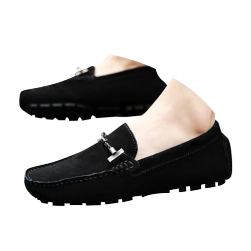 ticticlily Loafer Herren Klassische Mokassins Flache Slipper Slip on Penny Loafer Weich Comfort Schuhe Bootsschuhe B Schwarz 44 EU von ticticlily