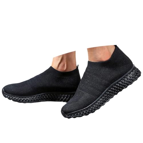 ticticlily Mesh Sneaker Damen Sportschuhe Slip on Laufschuhe Ohne Schnürsenkel Schuhe Männer Sneakers Fitnessschuhe D Schwarz 45 EU von ticticlily