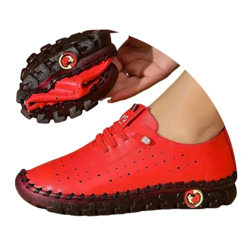 ticticlily Mokassins Loafers Damen Leder Flache Schnürschuhe Bootsschuhe Bequem rutschfest Flache Fahren Halbschuhe Casual Slippers B Rot 40 EU ticticlily Mokassins Loafers Damen Leder Flache Schnürschuhe Bootsschuhe Bequem rutschfest Flache Fahren Halbschuhe Casual Slippers B Rot 40 EU von ticticlily