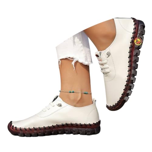 ticticlily Slippers Damen Mokassins Casual Loafers Komfort Leder Flache Schnürschuhe Bootsschuhe Bequem rutschfest Flache Fahren Halbschuhe A Weiß 40 EU ticticlily Slippers Damen Mokassins Casual Loafers Komfort Leder Flache Schnürschuhe Bootsschuhe Bequem rutschfest Flache Fahren Halbschuhe A Weiß 40 EU von ticticlily