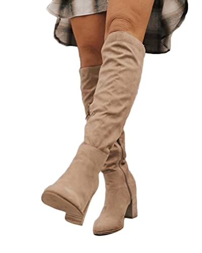 ticticlily Stiefel Frauen Winter Herbst Mode Casual Langer Knöchel Schuhe Langschaftstiefel Lange Stiefel Klassisch Stiefel mit Hoher Absatz Frauen Freizeitschuhe Aprikose 42 EU ticticlily Stiefel Frauen Winter Herbst Mode Casual Langer Knöchel Schuhe Langschaftstiefel Lange Stiefel Klassisch Stiefel mit Hoher Absatz Frauen Freizeitschuhe Aprikose 42 EU von ticticlily