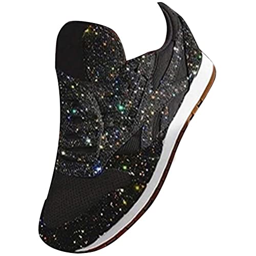 ticticlily Turnschuhe Damen Atmungsaktiv Leichtgewichts Laufschuhe Damen Sportschuhe für Outdoor Einfarbige Plateau Sportschuhe Freizeitschuhe mit Pailletten Schwarz 40 EU ticticlily Turnschuhe Damen Atmungsaktiv Leichtgewichts Laufschuhe Damen Sportschuhe für Outdoor Einfarbige Plateau Sportschuhe Freizeitschuhe mit Pailletten Schwarz 40 EU von ticticlily