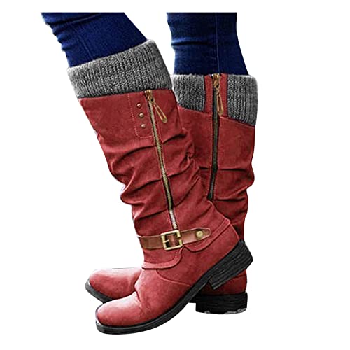 ticticliy Stiefel Damen Lange Stiefel Damen Sexy Flach Winterstiefel Damen Flach Casual Cowboy Stiefel rutschfeste Winterstiefel Westernstiefel Klassisch Damenschuhe A Rot 36 EU ticticliy Stiefel Damen Lange Stiefel Damen Sexy Flach Winterstiefel Damen Flach Casual Cowboy Stiefel rutschfeste Winterstiefel Westernstiefel Klassisch Damenschuhe A Rot 36 EU von ticticlily