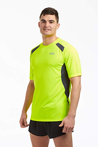 time to run Herren Pace Spirit Kurze Arm Running/Übung/Trainieren/Fitnessstudio/Sportshirt/Laufshirt/Atmungsaktiv/Jogging Trainingsshirt T-Shirt L Lindgrün/Holzkohle von time to run