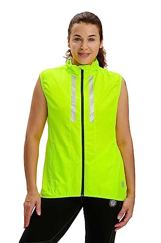 time to run Laufveste ärmellos Gilet Mit Taschen für Damen - Leichte Winddichte Atmungsaktiv - Ideal für Übung und Jogging M Limette von time to run