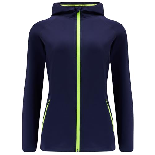 time to run Thermo-Laufjacke für Damen mit Frontreißverschluss Tasches und Kapuze M Peacoat von time to run