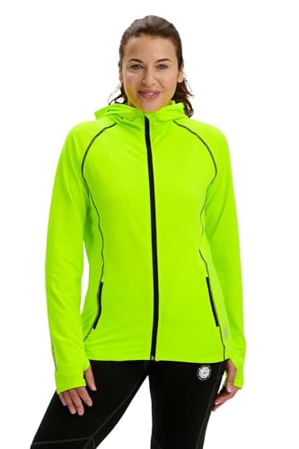 time to run Thermo-Laufjacke für Damen mit Frontreißverschluss Tasches und Kapuze XL Limonengrün von time to run