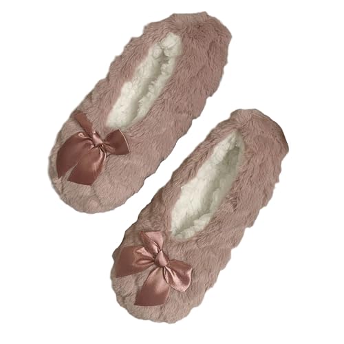 tinbarry Hausschuhe Damen Winter Plüsch Pantoffeln Ballerina Hausschuhe Lammfell rutschfeste Fluffy Slippers Kunstwolle Warme Weiche Bequem Zuhause von tinbarry