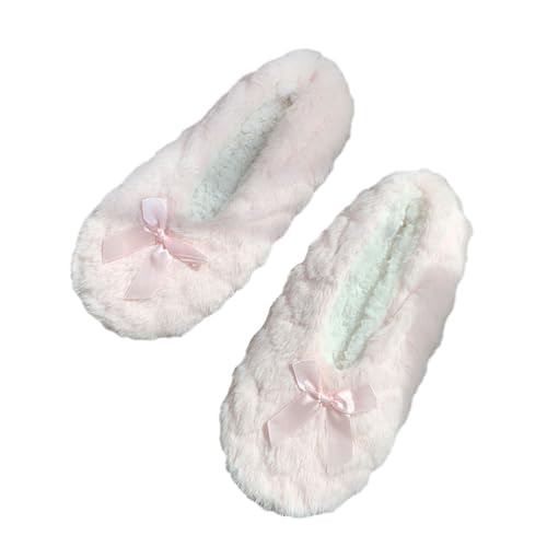 tinbarry Hausschuhe Damen Winter Plüsch Pantoffeln Ballerina Hausschuhe Lammfell rutschfeste Fluffy Slippers Kunstwolle Warme Weiche Bequem Zuhause von tinbarry