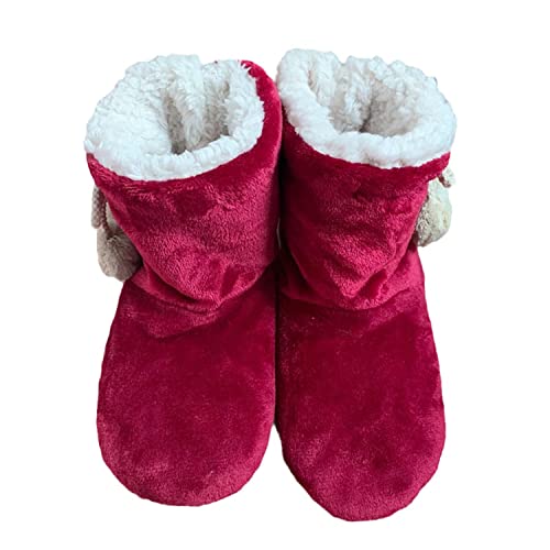 tinbarry Hohe Hausschuhe Damen Herren Hausstiefel Warme Indoor Stiefel rutschfest Slipper Unisex Winterhausschuhe Plüsch Gefüttert Kuschelig Pantoffeln von tinbarry