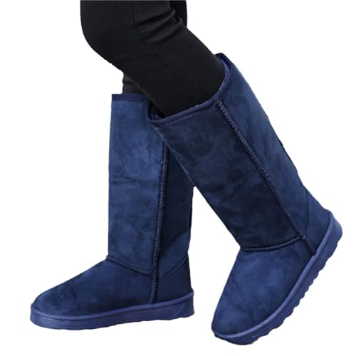 tinbarry Schneestiefel Damen Plüsch Gefütterte Winterschuhe Warm Schlupfstiefel wasserdichte Ankle Boots Solide Farbe Futter Samt rutschfest Boots Wildleder Flache Schuhe von tinbarry