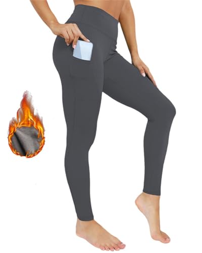 tinbarry Thermo Leggings Damen Warme Schlanke Hose Fleece Gefütterte Leggings Hohe Taille Stretch Hose Lang Yogahose Jogginghose mit Verdickte Plüsch Winter Outdoor Thermohose von tinbarry