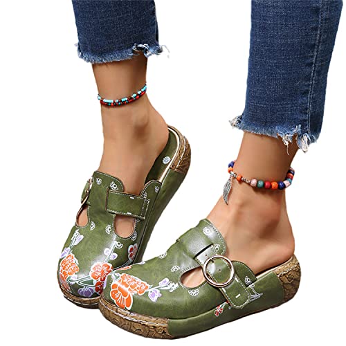 tinetill Mokassins Slipper Damen Sommerschuhe Sandalen mit Absatz Pantoletten Hausschuhe Blume Slipper Mokassins Wedges Loafer Schuhe Flip Flops Clogs Strandschuhe von tinetill