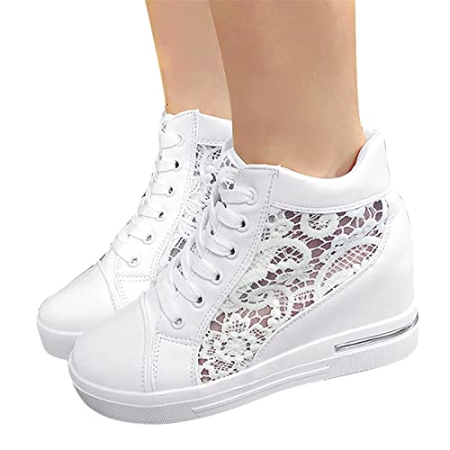 tinetill Sneaker Damen Low-Cut Flache Canvas Schuhe Freizeitschuhe Stoffschuhe Spitze Frauen Schnürhalbschuhe Laufschuhe Outdoor Walkingschuhe Slip Ons Halbschuhe Wanderschuhe von tinetill