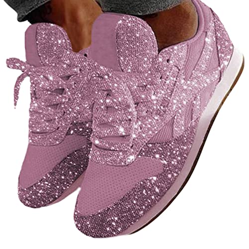 tinetill Turnschuhe Frauen Glitzer Sneaker Paillettes Slip On Sportschuhe Freizeitschuhe Bequeme Segeltuchschuhe Damen Schuhe Canvas Walkingschuhe von tinetill