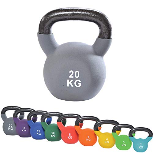 top vit Kettlebell I Schwunghantel aus massivem Guss I Kettle Bell mit Vinyüberzug I Kugelhantel 2-20 kg (20kg - grau) von top vit