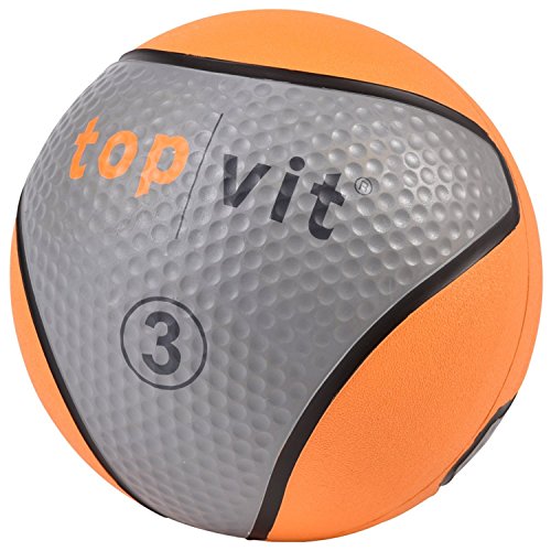 top vit Medizinball - Fitnessball mit Gummioberfläche | Medizinbälle in Studio Qualität (3 kg Neonorange) von top vit