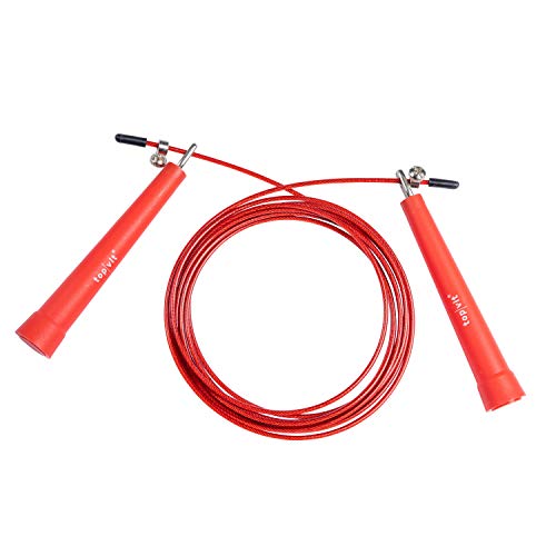 Speed Rope Premium, Springseil inklusive Tasche, Länge einstellbar, schnelle Kugellager (rot) von top vit