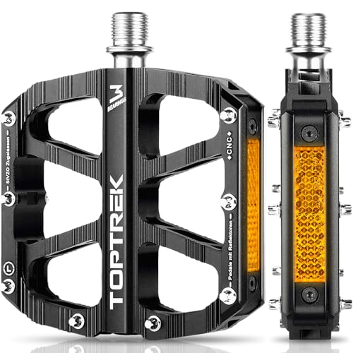 toptrek Fahrradpedale mit StVZO Zugelassen Reflektoren, CNC Aluminium Pedale Fahrrad MTB Pedale rutschfest mit 3 Abgedichtete Lager für Mountainbike, BMX, E-Bike, Rennrad toptrek Fahrradpedale mit StVZO Zugelassen Reflektoren, CNC Aluminium Pedale Fahrrad MTB Pedale rutschfest mit 3 Abgedichtete Lager für Mountainbike, BMX, E-Bike, Rennrad von toptrek