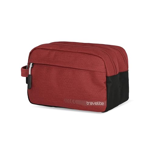 travelite Handgepäck Kosmetiktasche, Gepäck Serie KICK OFF: Praktische Kulturtasche für Urlaub und Sport, 26 cm, 5 Liter, Rot von Travelite