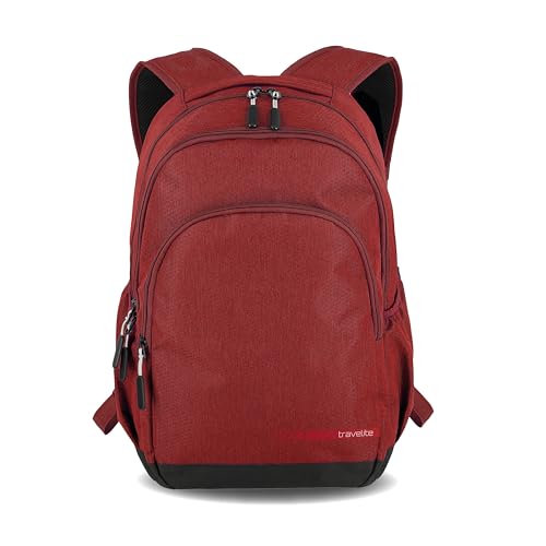 Travelite Handgepäck Rucksack Größe L erfüllt IATA Bordgepäck Maß, Gepäck Serie KICK OFF: Praktischer Rucksack für Urlaub und Sport, 006918-10, 45 cm, 22 Liter, rot von Travelite