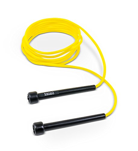 trenas Springseil | Jump Rope | Rope Skipping Seil | Springseil Erwachsene & Kinder | 3 Meter | Einfach verstellbar | Speed Rope | Gelb von trenas