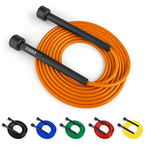 trenas Springseil | Jump Rope | Rope Skipping Seil | Springseil Erwachsene & Kinder | 3 Meter | Einfach verstellbar | Speed Rope | Orange von trenas