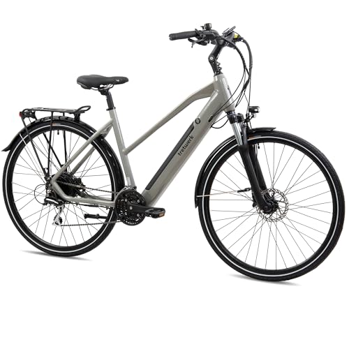 TRETWERK 28 Zoll E-Bike Seville 5.0 grau - Trekkingbike Damenfahrrad mit 24 Gang Kettenschaltung - Elektrofahrrad mit Heckmotor 250W, 36V von tretwerk DIREKT gute Räder