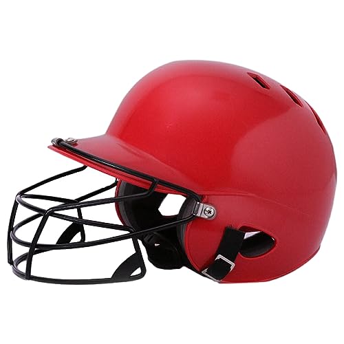 tuwiwol Baseball Helm mit hoher Dichte für überlegene Schlagfestigkeit, atmungsaktiver ABS Gesichtsschutz, Softball Helme, Kopf ohne Belastung, Roter Gesichtsschutz von tuwiwol