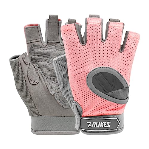 tuwiwol Fitness Handschuhe Sport Hantel Training Halbfinger Handschuh Gewichtheben Bodybuilding Ausrüstung Stoßdämpfung, Rosa/L von tuwiwol