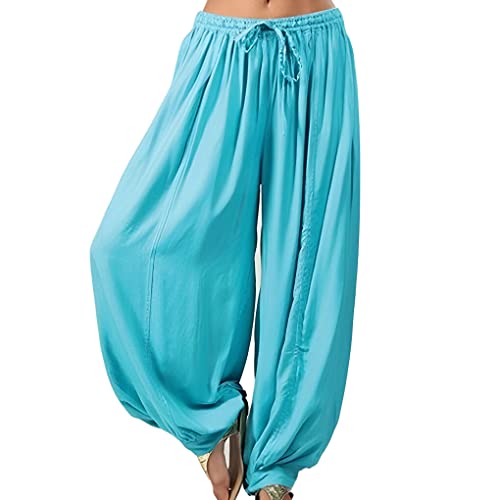 tuwiwol Lounging Wide Leg Hose Lässige Sporthose Plus Size Yoga Dance Jogginghose Damen Mädchen Beach Wear Pant Hose, Himmelblau, M von tuwiwol