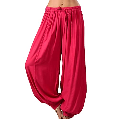 tuwiwol Lounging Wide Leg Hose Lässige Sporthose Plus Size Yoga Dance Jogginghose Damen Mädchen Beach Wear Pant Hose, Rot, XL von tuwiwol