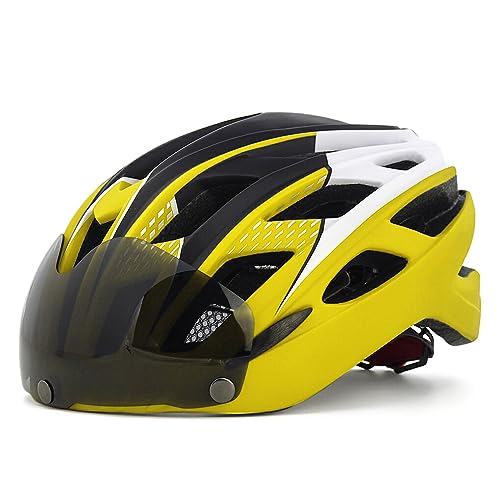 tuwiwol Safety First Leichter Fahrradhelm für Erwachsene, Männer und Frauen, Mountainbike Helm, verstellbar, tragbar, Gelb und Weiß, Freie Größe von tuwiwol