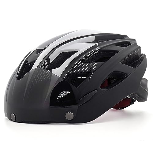 tuwiwol Safety First Leichter Fahrradhelm für Erwachsene, Männer und Frauen, Mountainbike Helm, verstellbar, tragbar, Schwarz und weiß, Freie Größe von tuwiwol