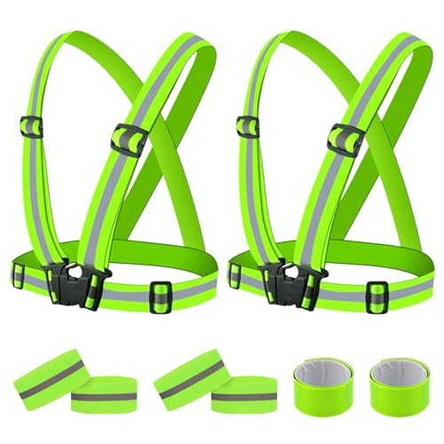 twirush Reflektierende Sicherheitsweste Set - 2er Reflektorweste Fahrrad + 4 Reflektorbänder + 2 Reflektorbänder Schnapparmbänder, Reflektoren Sicherheits für Fahrrad, Joggen, Laufen, Wandern twirush Reflektierende Sicherheitsweste Set - 2er Reflektorweste Fahrrad + 4 Reflektorbänder + 2 Reflektorbänder Schnapparmbänder, Reflektoren Sicherheits für Fahrrad, Joggen, Laufen, Wandern von twirush