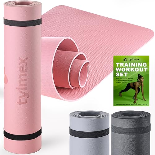 Yogamatte TPE | rutschfest & umweltfreundlich | Dünne Sportmatte – 6mm für Damen & Herren | Fitness & Gymnastik Matte für Yoga, Pilates, Workout – 183x61 cm, mit Tragegurt - Rosa Yogamatte TPE | rutschfest & umweltfreundlich | Dünne Sportmatte – 6mm für Damen & Herren | Fitness & Gymnastik Matte für Yoga, Pilates, Workout – 183x61 cm, mit Tragegurt - Rosa von tylmex