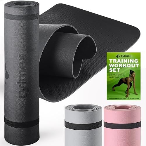 Yogamatte TPE | rutschfest & umweltfreundlich | Dünne Sportmatte – 6mm für Damen & Herren | Fitness & Gymnastik Matte für Yoga, Pilates, Workout – 183x61 cm, mit Tragegurt - Schwarz Yogamatte TPE | rutschfest & umweltfreundlich | Dünne Sportmatte – 6mm für Damen & Herren | Fitness & Gymnastik Matte für Yoga, Pilates, Workout – 183x61 cm, mit Tragegurt - Schwarz von tylmex