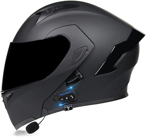 Bluetooth-Modularer Motorradhelm, Integral-Klapphelm Mit Doppelvisier, DOT/ECE-Zulassung, Mit Doppellautsprecher Und Mikrofon, for Erwachsene, Männer, Frauen(D,XL:59~60cm) von tylxayoxa