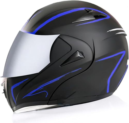 Hochklappbarer Motorradhelm, Modulare Motorrad-Integralhelme Mit Doppelvisier, DOT/ECE-zugelassener Ganzjahres-Motorradhelm, Jet-Helm for Erwachsene Männer Und Frauen(C,S:55-56cm) von tylxayoxa