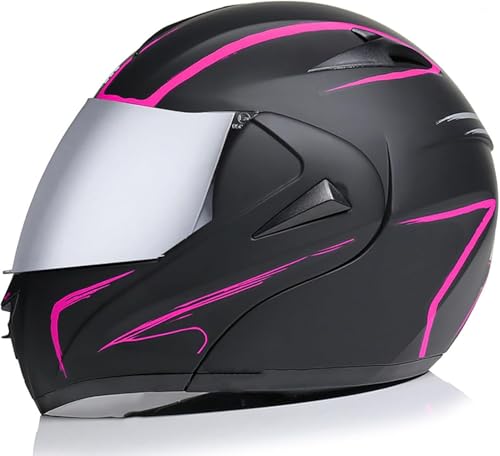 Hochklappbarer Motorradhelm, Modulare Motorrad-Integralhelme Mit Doppelvisier, DOT/ECE-zugelassener Ganzjahres-Motorradhelm, Jet-Helm for Erwachsene Männer Und Frauen(D,S:55-56cm) von tylxayoxa