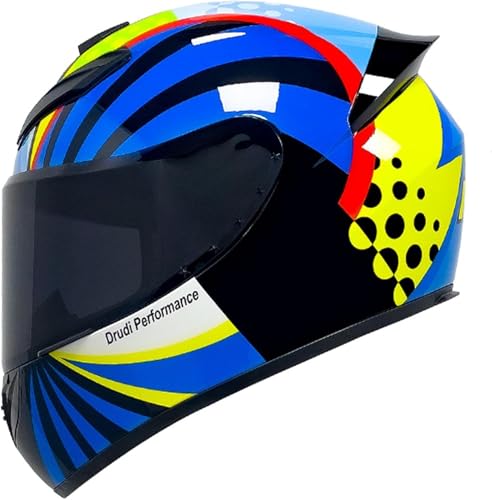 Integraler Motorradhelm, DOT/ECE-zugelassener Motorrad-Moped-Straßenrad-Rennroller-Lokomotive-Helm Mit Visieren, for Männer Und Frauen(XL:59~60CM) von tylxayoxa