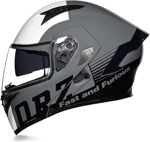 Integrierter Motorradhelm, DOT/ECE-zugelassener Integral-Motorradhelm Mit Visieren Und Lüftungsschlitzen, Motorrad-Renn-Moped-Roller-Helm for Männer Und Frauen(XL:58-59cm) von tylxayoxa