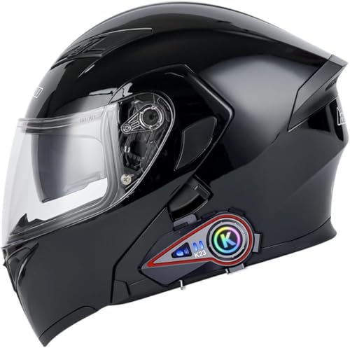 Modularer Bluetooth-Motorradhelm, Integrierter Integral-Klapphelm Mit Doppelvisier, ECE-Zugelassener Leichter Moped-Rollerhelm Im Heckdesign for Erwachsene, Männer Und Frauen(J,L:59~60cm) von tylxayoxa