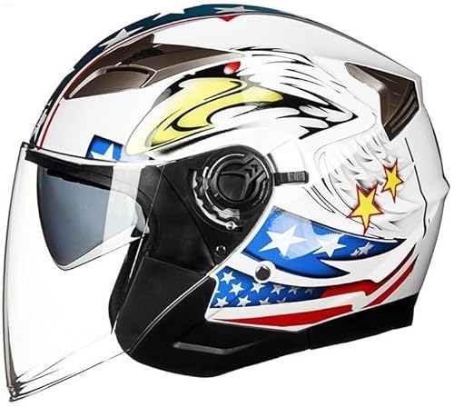 Motorrad-Jethelm, Doppelvisier-Motorradhelm, Belüftung Und Geräuschreduzierung Mit Sonnenblende Und Windschutzscheibenschutz for Erwachsene, Männer Und Frauen(L,M:57~58cm) von tylxayoxa