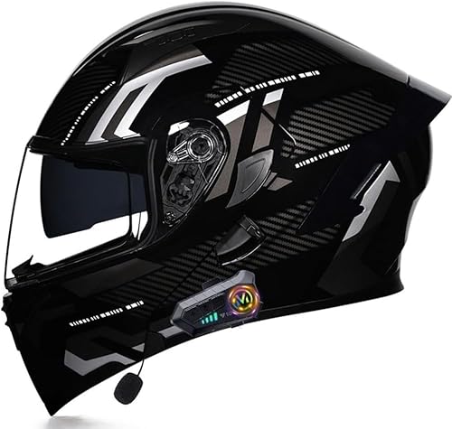 Motorradhelm Klapphelm Modulare Bluetooth-Helm, Straßenzugelassene ECE-Zugelassene Motorradhelme Antibeschlag-Doppelvisier-Sturzhelm for Erwachsene Männer Und Frauen Integralhelme(G,XXL:63~64cm) von tylxayoxa