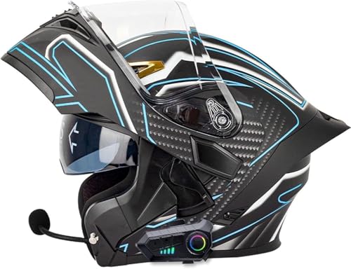 Motorradhelm Klapphelm Modularer Motorradhelm Mit Bluetooth, ECE-Zugelassener Helm, Modularer Sturzhelm Doppelvisier Rollerhelm for Erwachsene Männer Frauen Sport Touring(E,XXL:63~64cm) von tylxayoxa