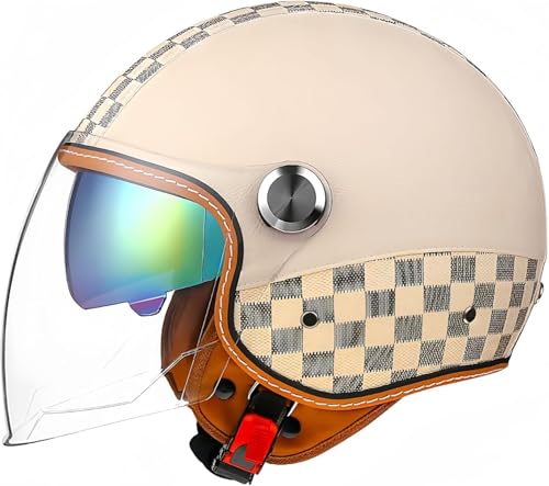 Motorradhelm for Erwachsene, Offener Motorradhelm Mit Sonnenblende, Leichte Motorradhelme, Roller-Motorrad-Sturzhelm for Elektromotorräder, Roller(G,XL = 62-64 cm) von tylxayoxa